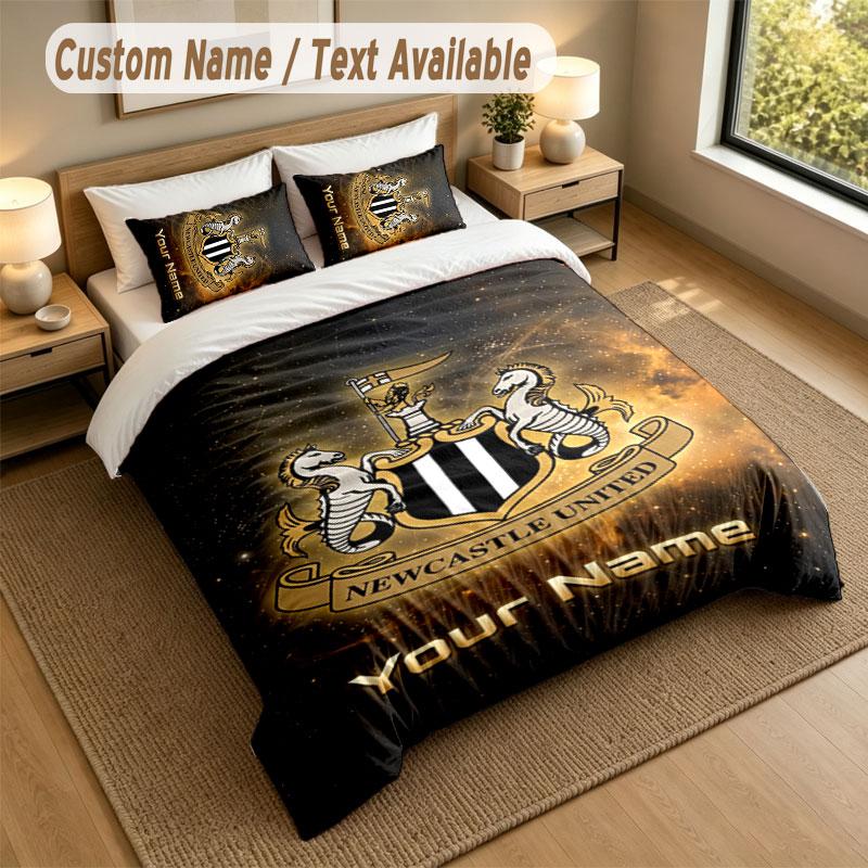 Bedding Set 1 Duvet Cover 2 Pillowcases Newcastle United FC Print Soft Bed Linen Bedroom Decor