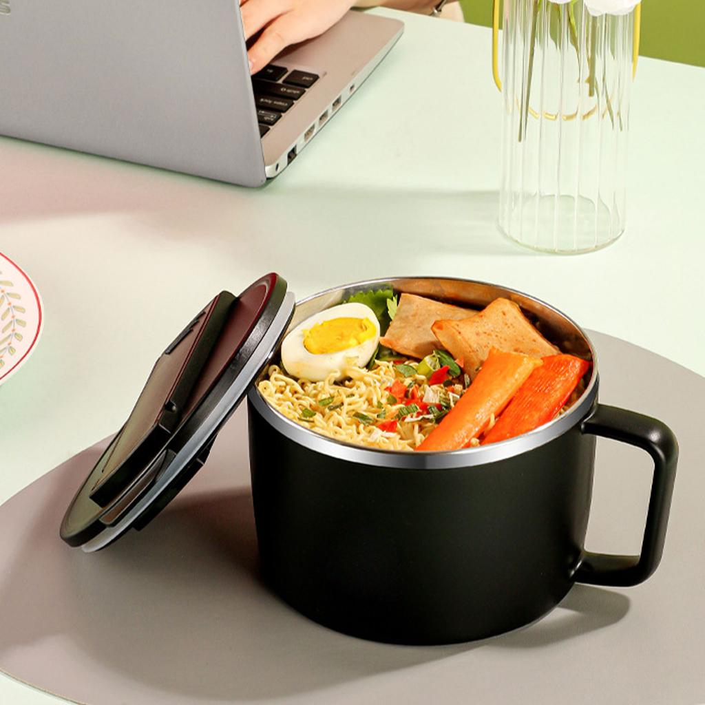 304 Edelstahl Instant-Nudelschüssel 1200ML Große Kapazität Nudelschüssel mit Deckel Isolierschüssel mit Stäbchen Löffel