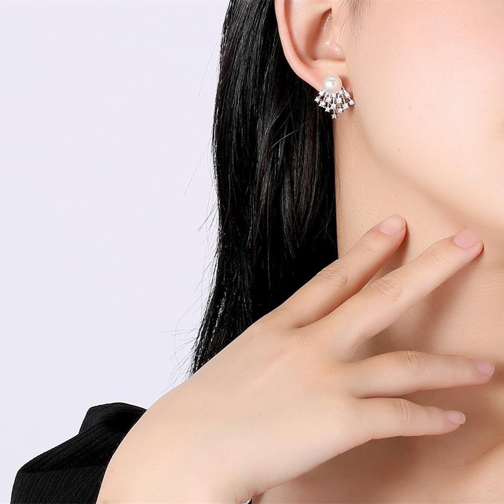 Simple Zircon Pearl Stud Earrings, Personalized Fringed High-end Earrings Design Earrings