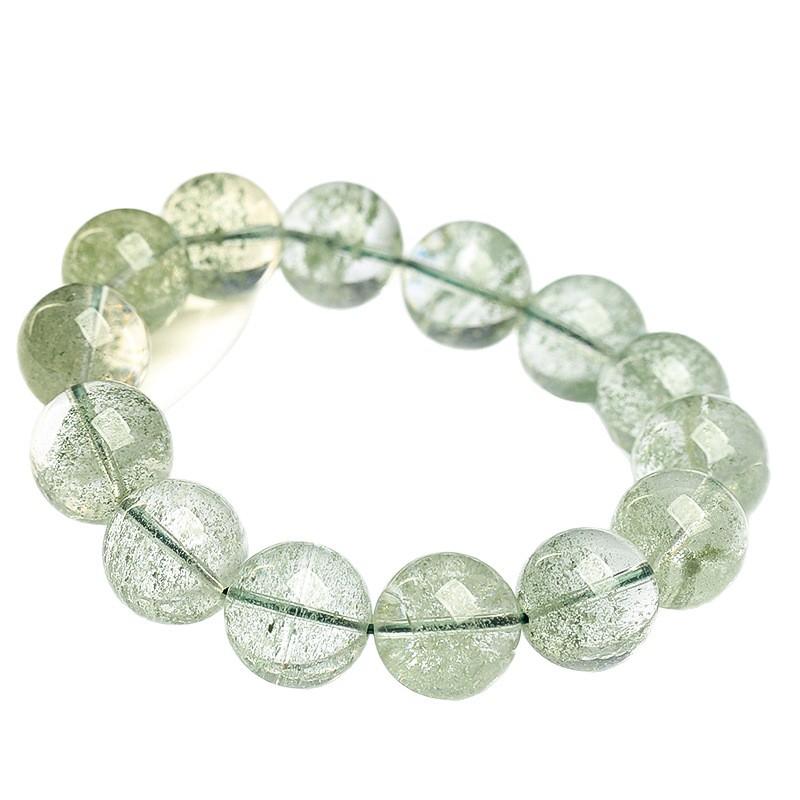 Hongchu Crystal Natural Star Sand Green Phantom Quartz Round Bead Bracelet Ice Star Sand, Thousand Layers of Green Phantom Bracelet