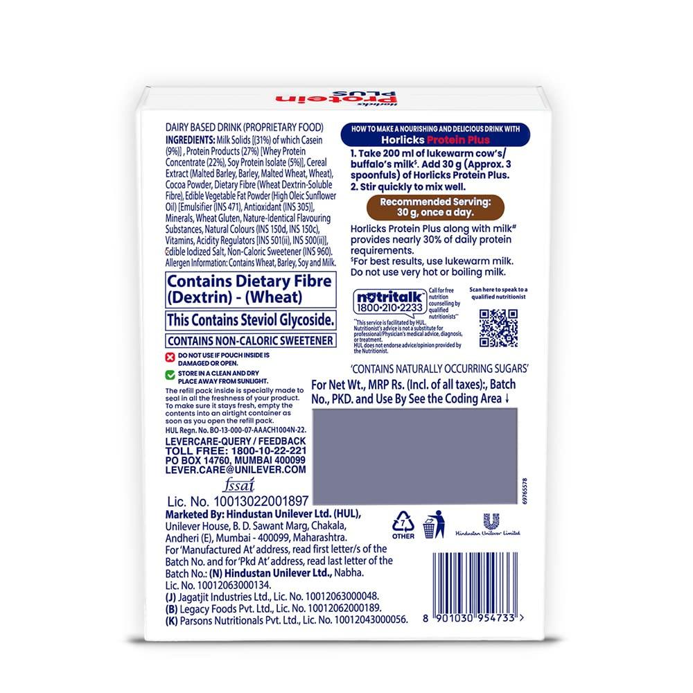 Horlicks Protein+ Chocolate Flavor Powder 400g Daily Nutrition Drink for Muscle Support Adults