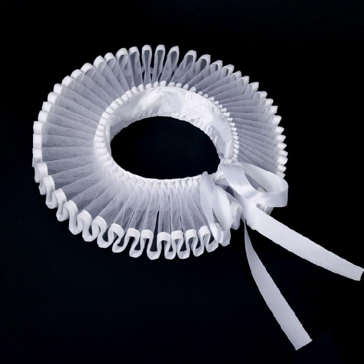 Clown Cosplay Choker Viktorianische Renaissance Rüschen Weißes Netz Falscher Kragen Abnehmbare Halskrause für Kinder Mädchen Halsbekleidung