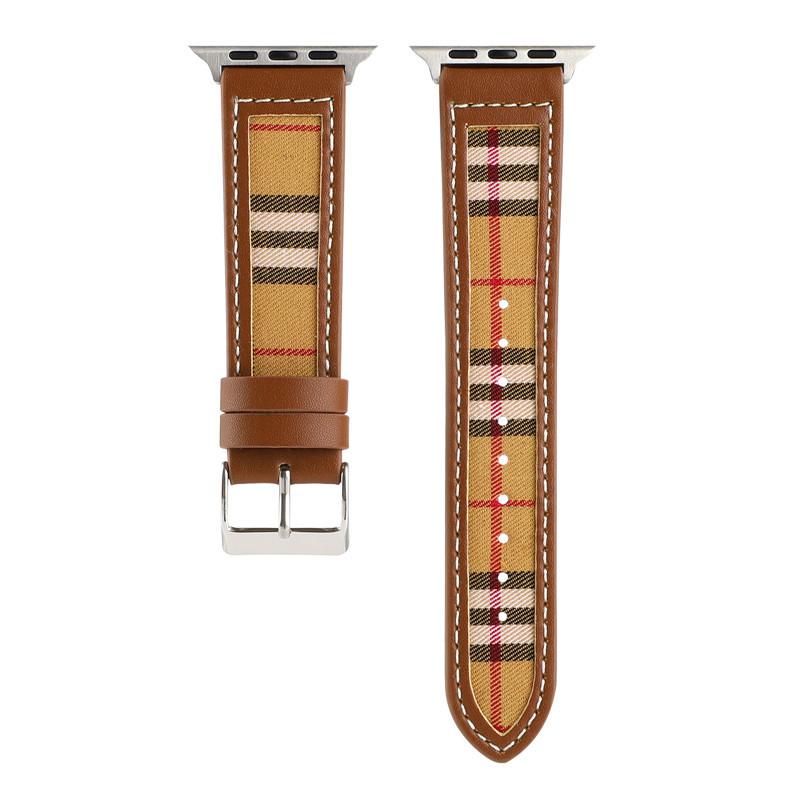 Leather Canvas Plaid Strap for Apple Watch Band Ultra 49mm 44mm 41mm 45mm40mm  Accessories Iwatch Series 9 8 6 7 SE Women's