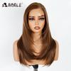 Noble Synthetic Lace Wigs For Women 18 Inch Straight Layered Lace Wig Side Part Pre Plucked Ombre Brown Blonde Cosplay Wigs