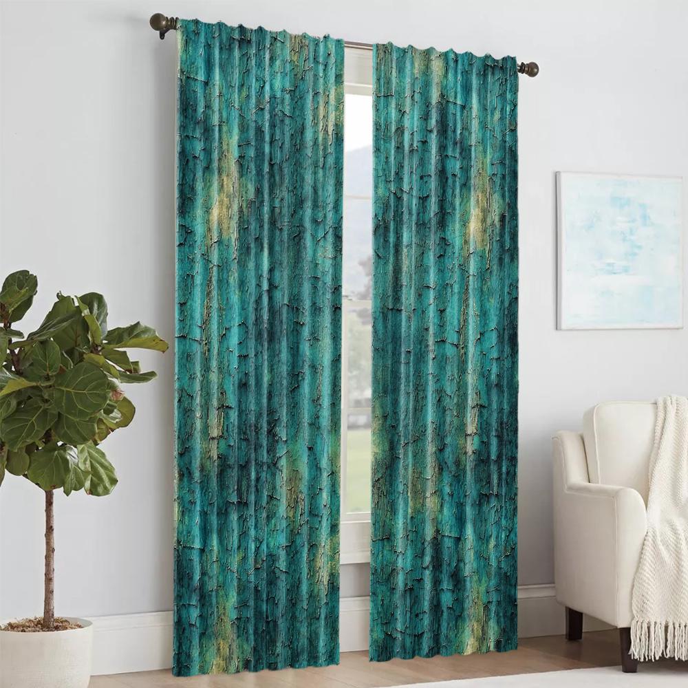 2 buc   perdele transparente versatile din poliester pentru decorarea casei stil industrial albastru pentru utilizare în dormitoare și sufragerii