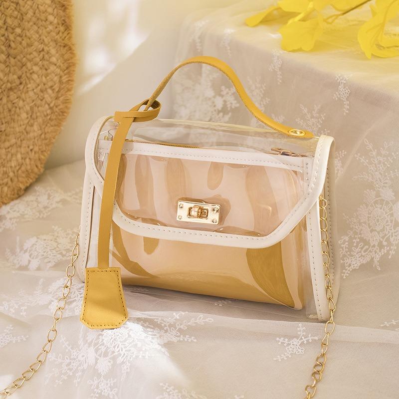 PVC Transparent Lock Jelly Two-piece Mobile Phone Bag, New Women's Messenger Bag.