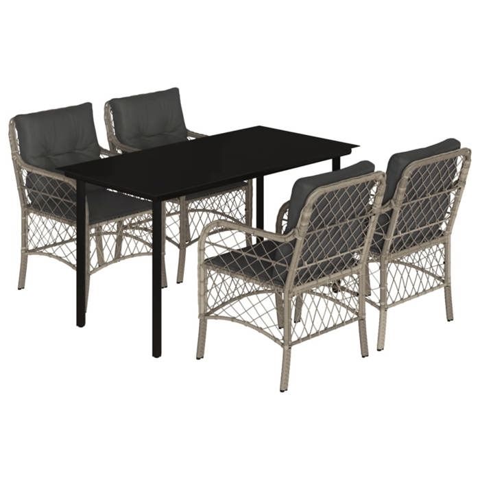VidaXL Ensemble à Manger de Jardin avec Coussins 5 pcs, Table et Chaises de Patio, Meubles d'Extérieur Terrasse, Moderne, 3212175