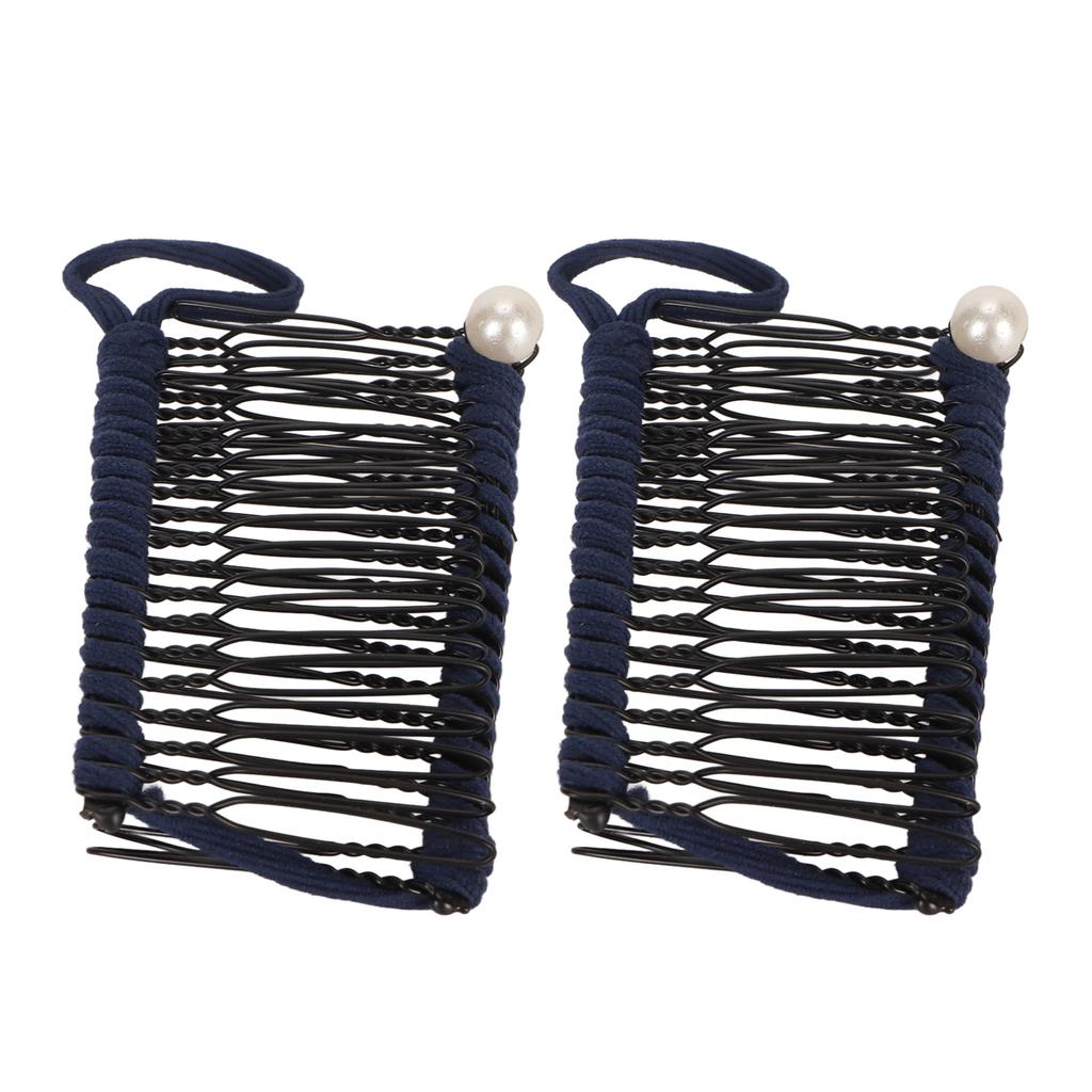 2pcs Banana Hair Clips Fashionable Stretchy Vintage Clincher Comb Tool for Women Thick Wavy Curly Hair