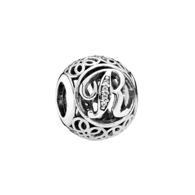 Fine Sparkling Spherical A-Z 26 Lucky Letters Charm Beads Fit Original European Bracelets Diy Women Jewelry Gifts