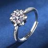 925 Sterling Silver Moissanite Love Ring, PT950 White Gold Plated, Colorfast Luxury Women's Band