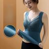 Womens Plus Size Braless Thermal Vest Fixed Built In Bra Fleece Lined Winter Underwear