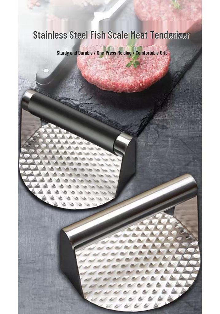 Stainless Steel Meat Patty Presser - Manual Hamburger Press & Scaled Kitchen Tool