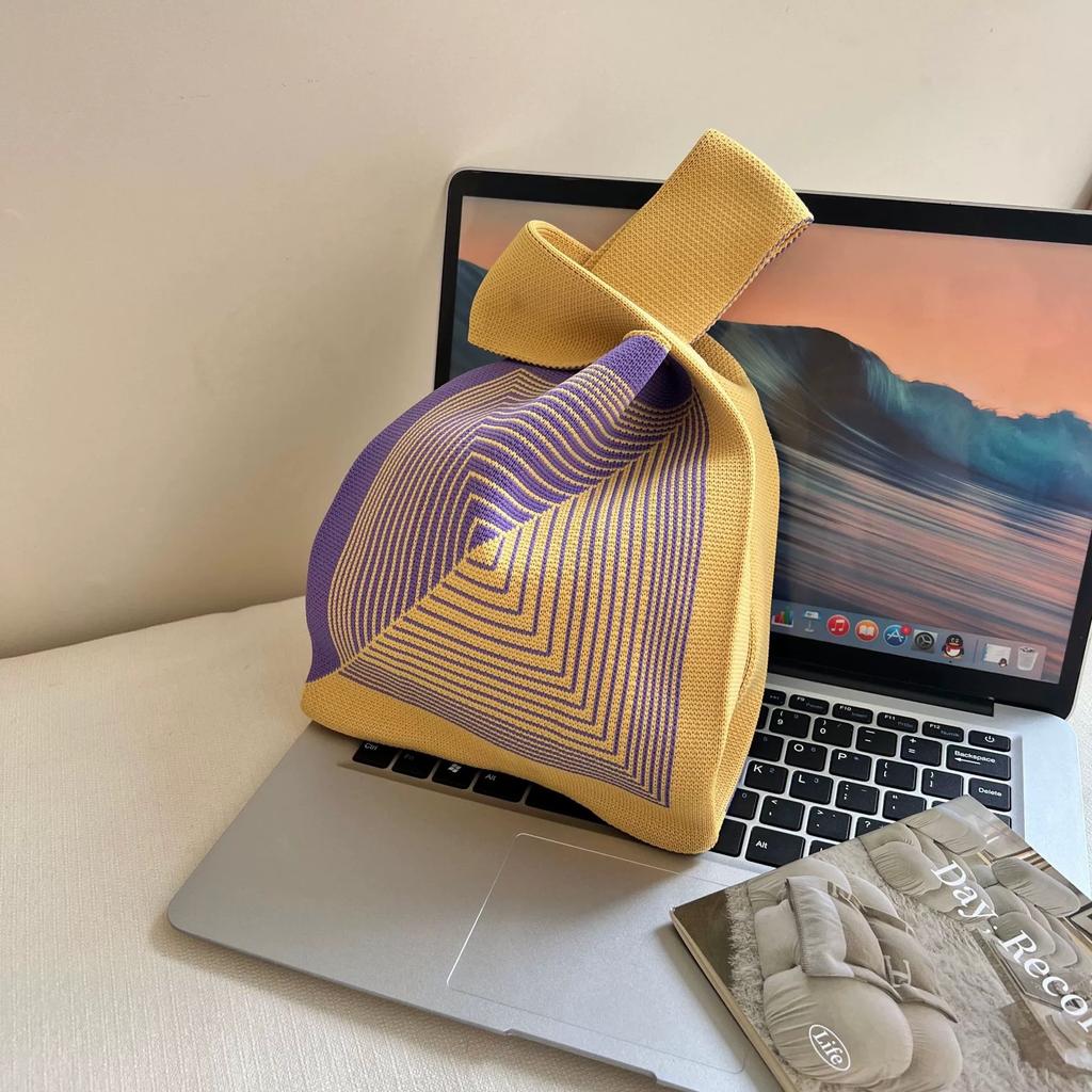 New girl knitted bag handbag shoulder bag tote bag fashion style trend personality leisure bag