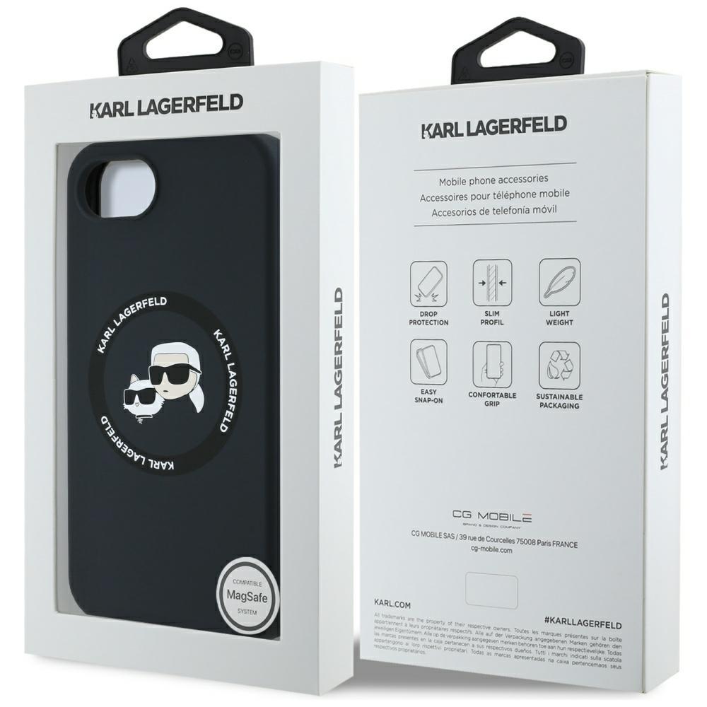 Etui Karl Lagerfeld Silicone             Karl&Choupette Heads Magsafe Do Iphone 16E Czarny