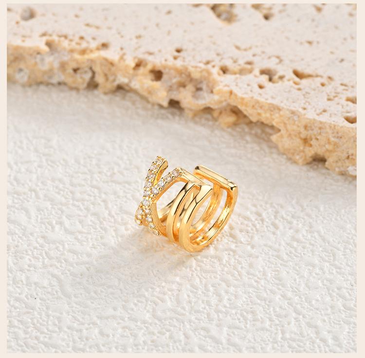 Ear Cuff Multi-Layer Cross CZ Clip Earrings for Women, 18K Gold Plated Brass Non-Pierced Cartilage, Fake Piercing Jewelry