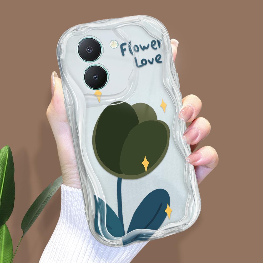 Cute Cartoon Pattern Cream Texture Casing Wavy Edge Soft Silicone Cover Phone Case for Vivo