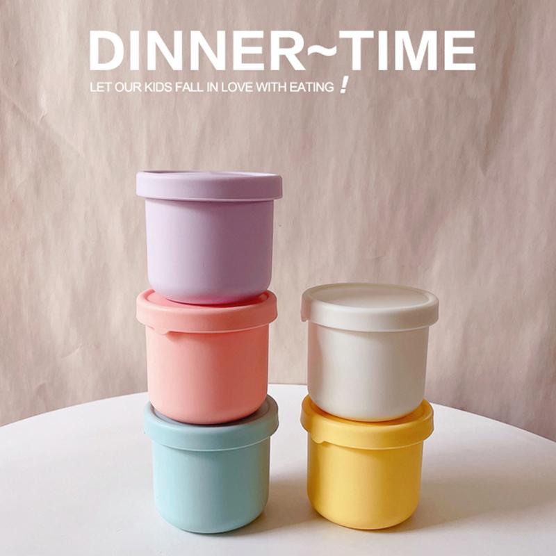 250Ml Lunch Box For Kids Salad Dressing Container Non-Stick Silicone Lunch Box With Lid Reusable Bento Box Ice Cube Mold