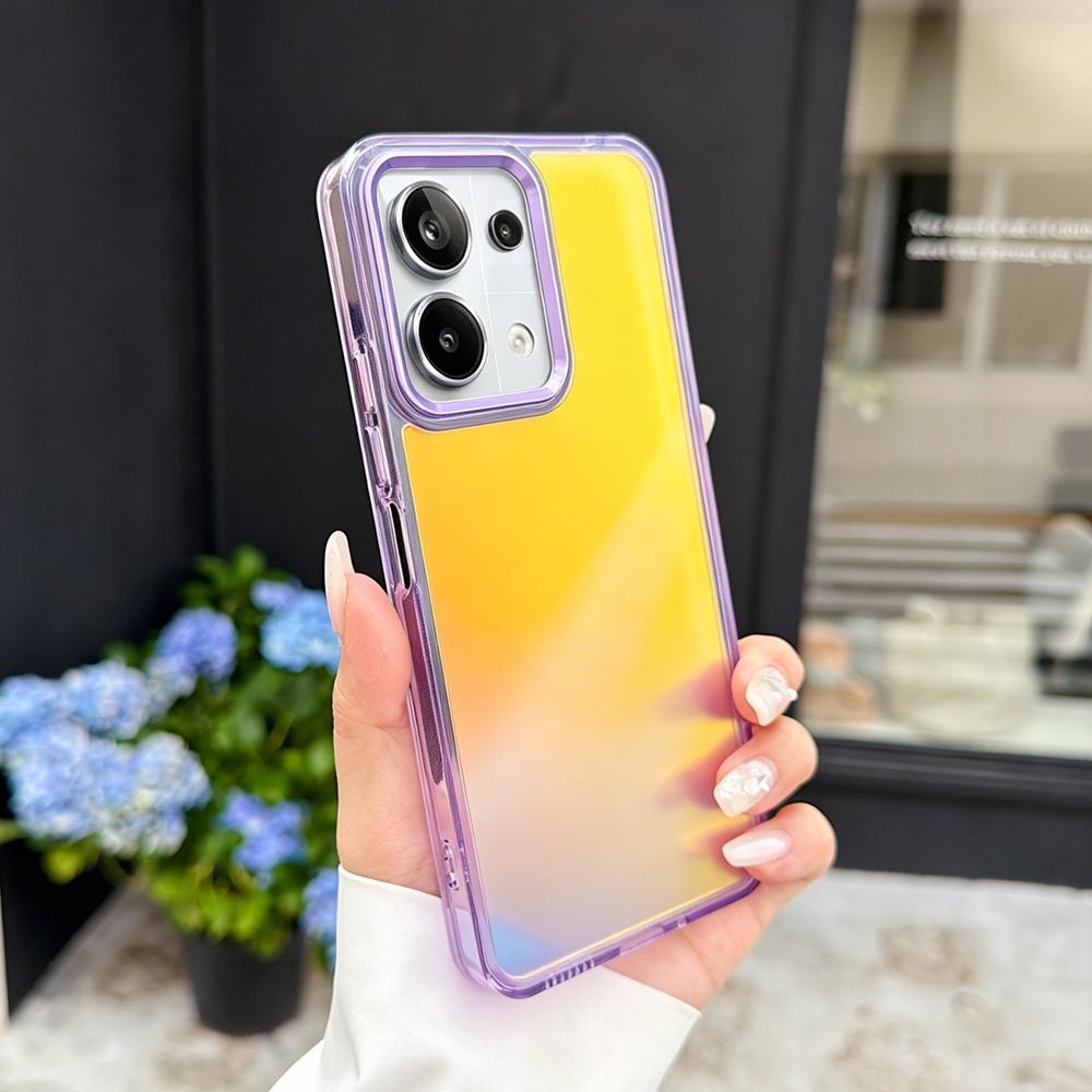 KEYSION Fashion Laser Gradient Colorful Phone Case for Xiaomi POCO M6 Pro Soft TPU+PC Shockproof Back Cover for POCO X6