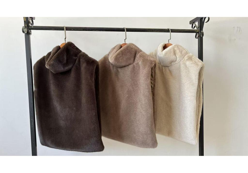 Autumn/Winter Mink Fur High Collar Sleeveless Vest Shawl