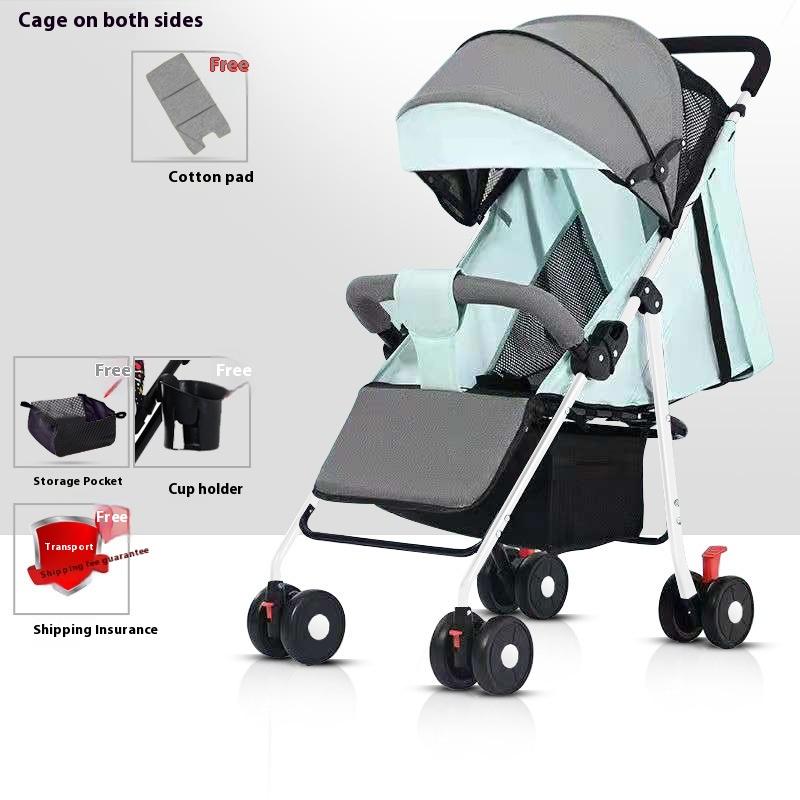 Stroller stroller can sit and lie down 0 to 3 years old, lightweight and foldable one-click collection, children's four-wheel baby walker stroller