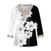 Women's Shirt Blouse Casual Loose Shirts 3/4 Sleeve Lace Trims Print V Neck Tops Print Tops T-shirts
