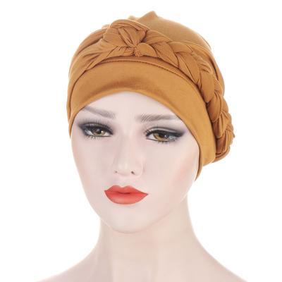 Gorro Hijab elástico musulmán para mujer, sombrero químico contra el cáncer, gorro trenzado de Color sólido para la cabeza, gorro con bufanda