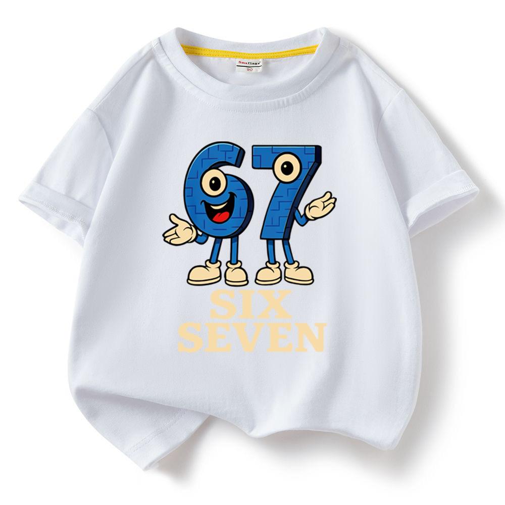Kids Short Sleeve Tee T Shirt 67 Six Seven Funny Number Boys Girls Cotton Tops Sleeveless Girl Tshirt Summer Kids Clothing