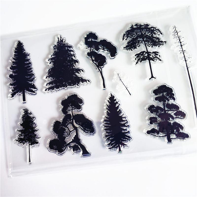 Tree Seedlings Transparent Clear Stamps Silicone Seals Roller Stamp for DIY Scrapbooking Photo Album