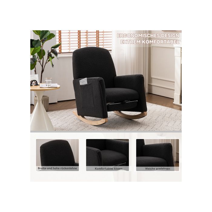 Fauteuil inclinable avec repose-pieds, fauteuil à bascule d'intérieur avec dossier haut, gris foncé