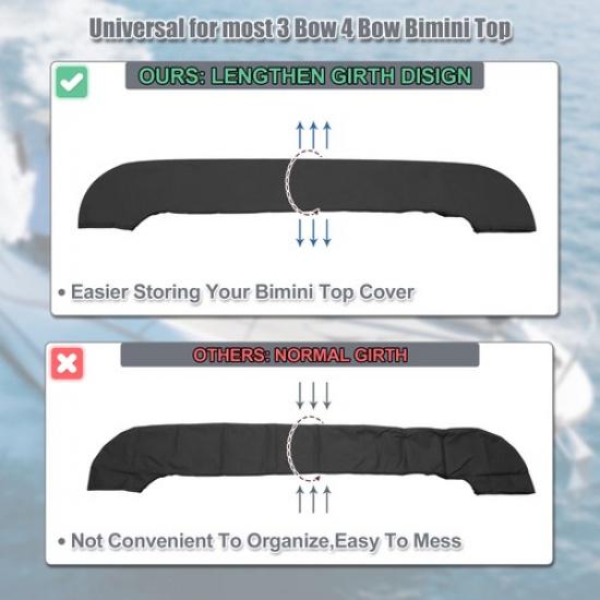 Boat Bimini Top Storage Boot 73"-78"W 600D Marine Grade Polyester Sock