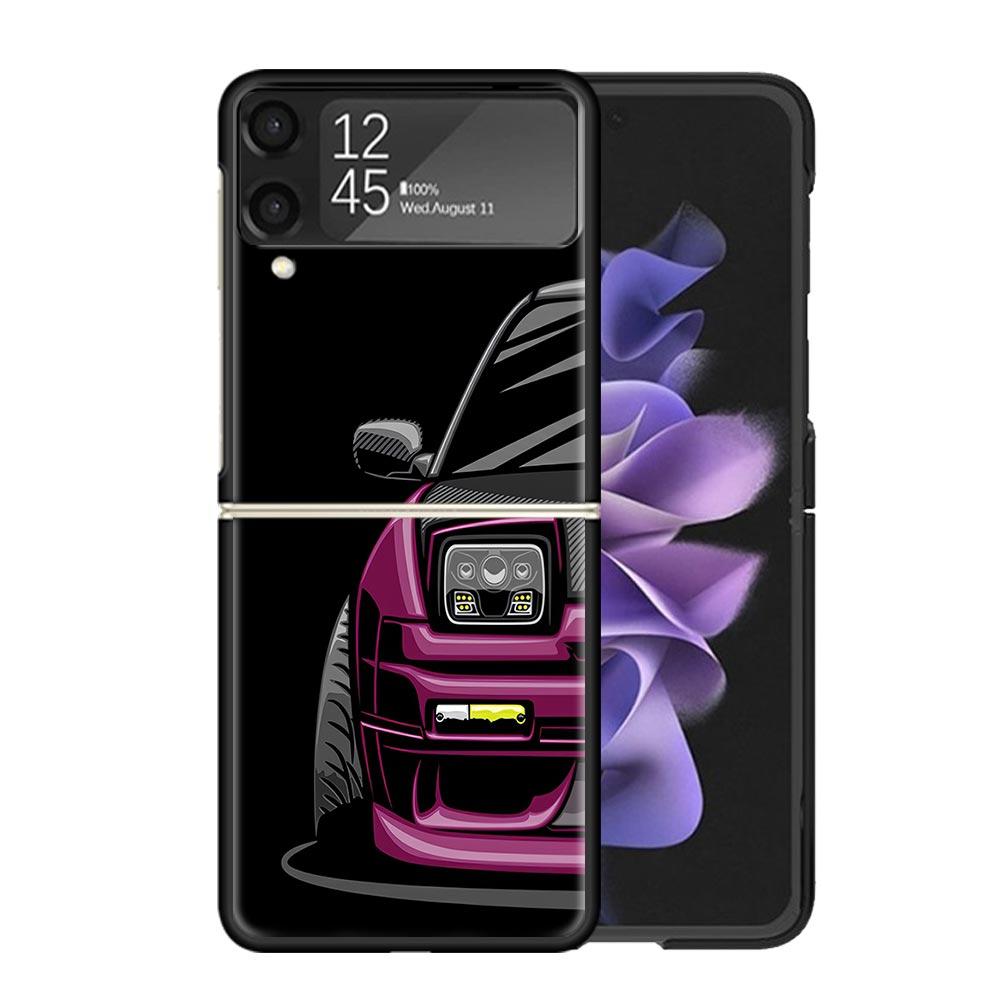 JDM Tokyo Drift Sports Car Male Men Clear Phone Case For Samsung Z Flip 7 6 5 4 3 Galaxy ZFlip7 ZFlip6 ZFlip5 ZFlip4 ZFlip3 5G P