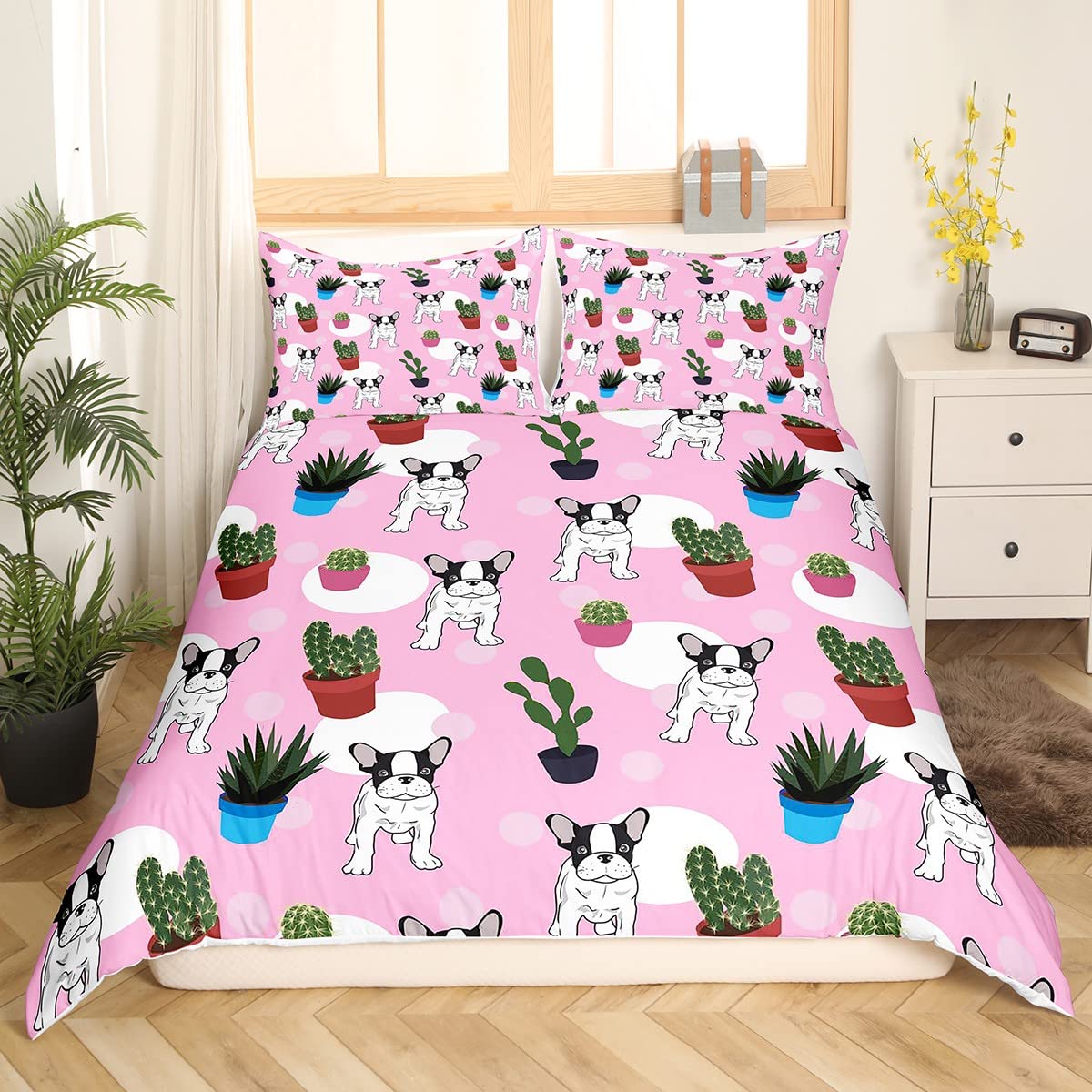 

Pink Kawaii Panda Duvet Cover King Queen Size Cartoon Animal Bedding Set For Kids Girls 3pcs Polyester EU single(135x200cm)