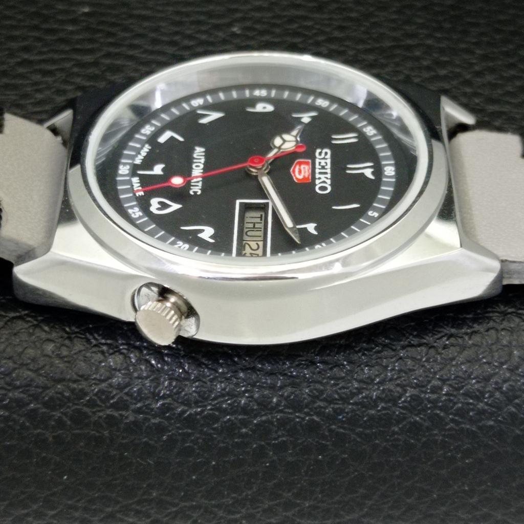 REFURBISHED VINTAGE SEIKO 5 AUTOMATIC JAPAN MENS BLACK DIAL WATCH A433585-2 R117-a433585