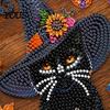Anfängerfreundliches Strassmalerei Schwarze Katze Mond Set, Halloween Facettiertes Kunstkristall Hängende Dekoration, 3D Ornament DIY Bastel Fenster Dekoration für