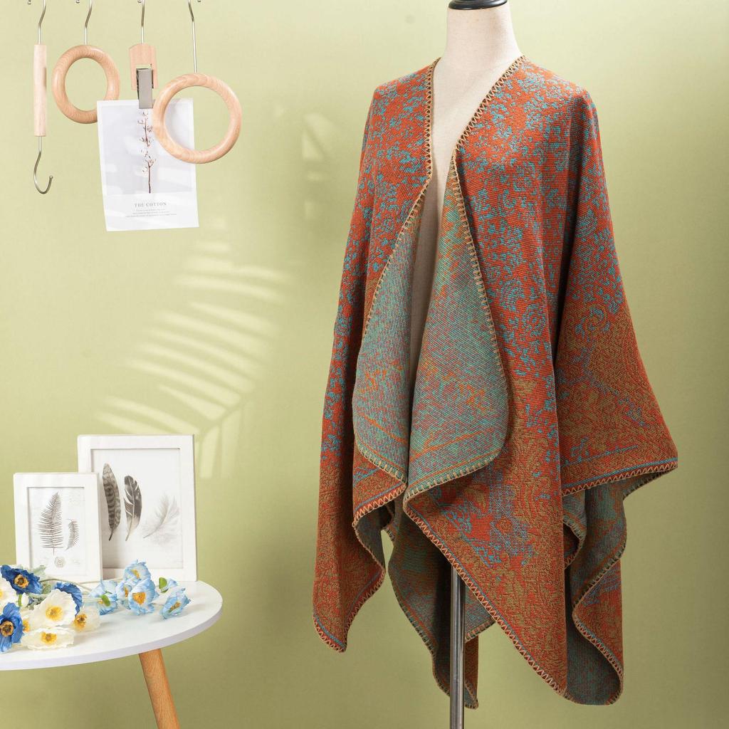 Quelle Fabrik Premium Sense Retro Muster Schal Umhang Damen Outdoor Xinjiang Reise Winddichter Schal Strickjacke
