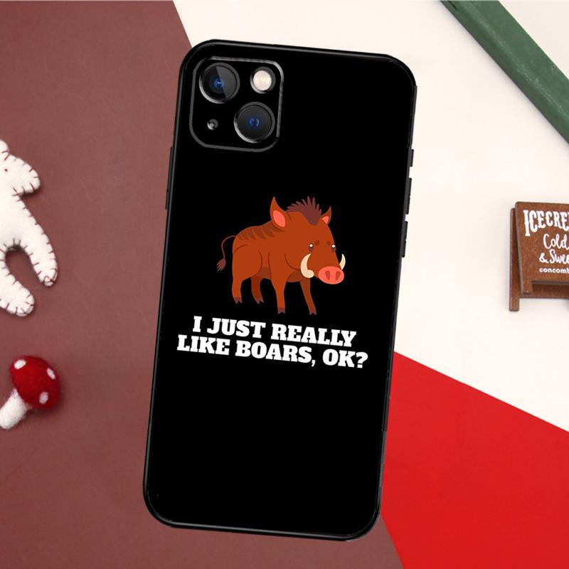 Cute Wild Boar Funny Cartoon Case For iPhone 16 15 14 Plus 13 12 11 Pro Max Mini 7 8 Plus X XR XS Max Cover