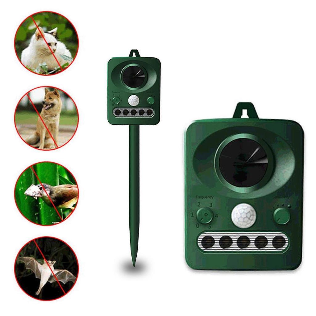 Ultrasonic Solar Animal Repeller 11x6x31cm Waterproof Green