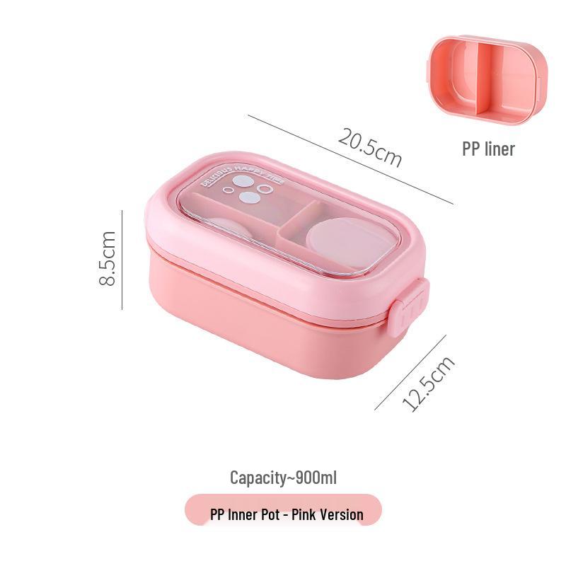 Microwavable Japanese-Style Wheat Straw Lunch Box Set with Compartments for Students and Office Workers