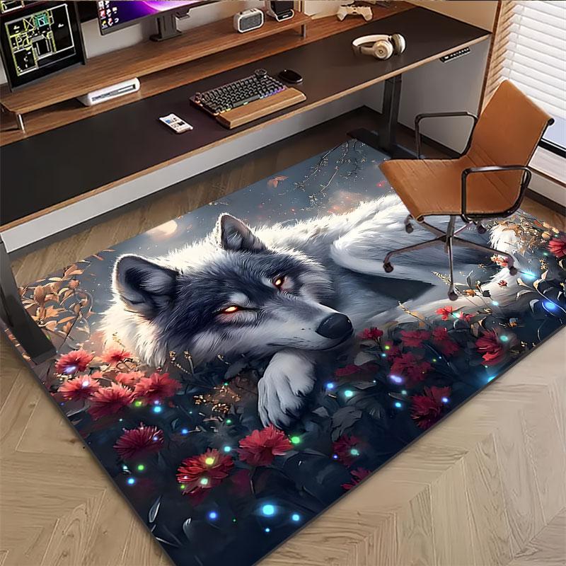 Wolf-themed Rug, Non-slip Rug, Suitable for Living Room, Bedroom, Game Room, Computer Room and Home Décor.