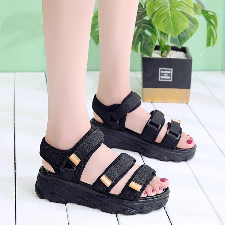 Summer New Platform Sandals Sports Style One-character Open-toed Velcro Sandals