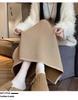 Women's Fleece-Lined Knit A-Line Midi Skirt, 2025 Autumn/Winter Style, Thickened Design, Hip-Hugging.