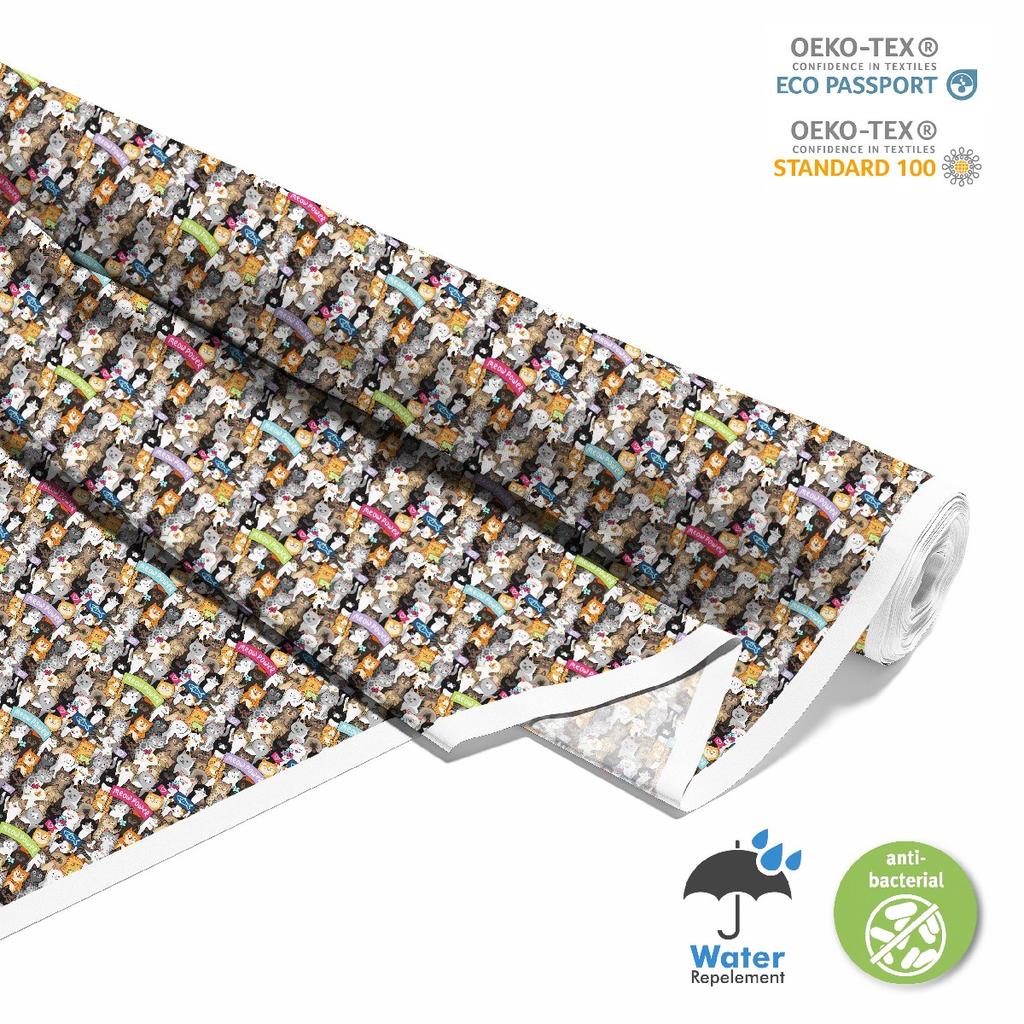 Outdoor Dekostoffe Oxford - Motiv Katzenparade Mit Parolen I Dx534