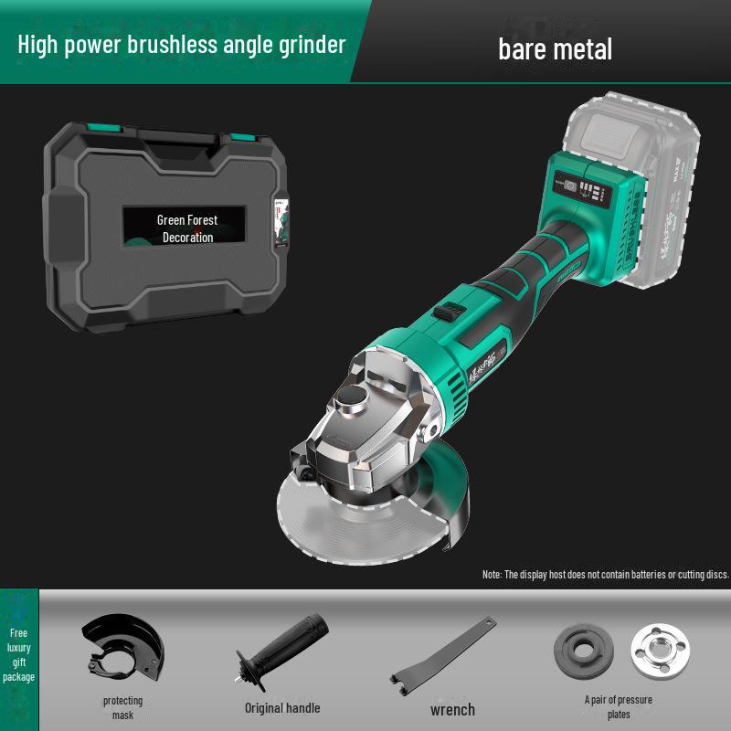 Green Forest Master Brushless Rechargeable Angle Grinder - High Power Lithium Battery for Polishing, Cutting, and Grinding.