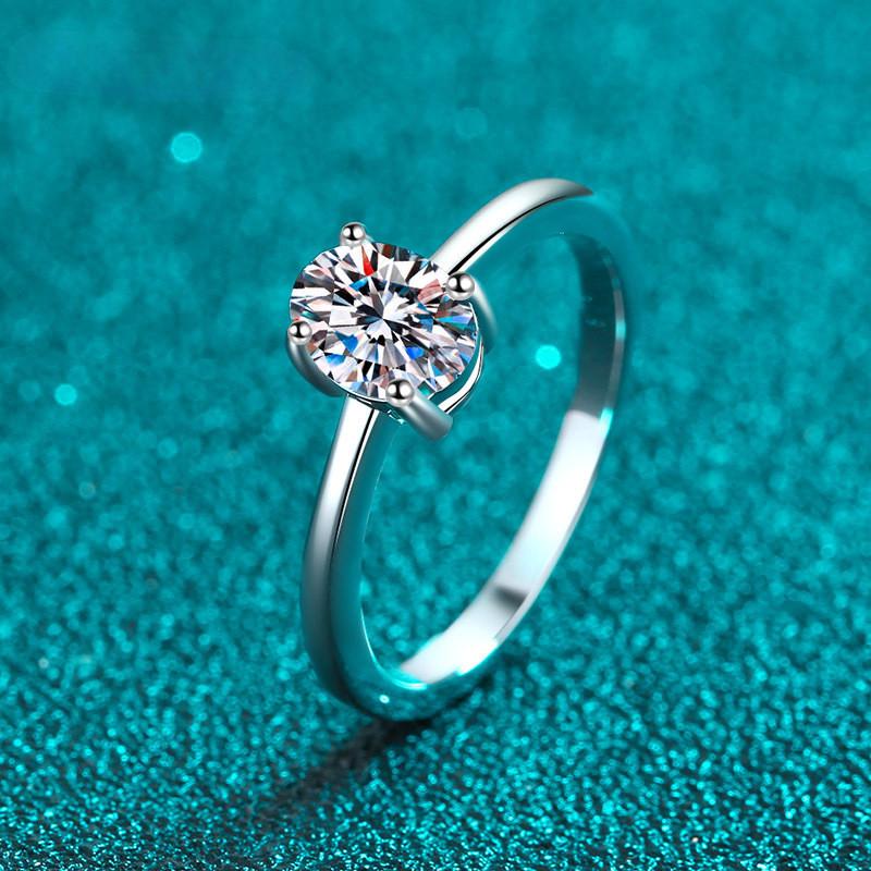 Dove Egg Oval Moissanite 925 Sterling Silver 1.0CT Diamond Ring Fashion Exquisite Woman Christmas Rings Premium Gift Jewelry