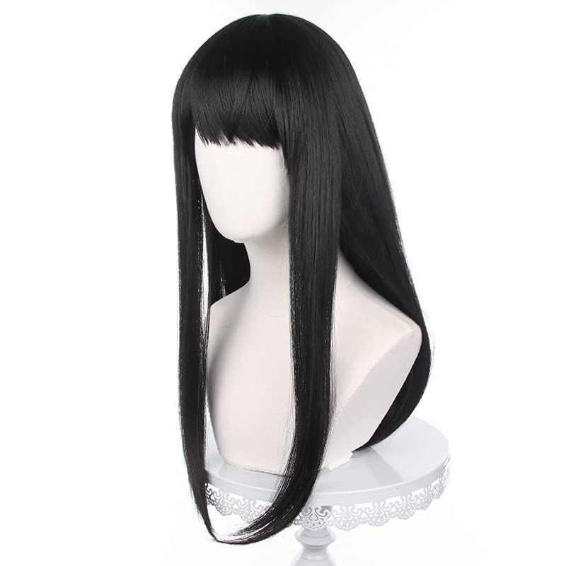 Anime Mitaka Asa Schwarze Lange Gerade Perücke Cosplay Chainsaw Man Damen Kostüm Hitzebeständige Haarperücke für Party Halloween