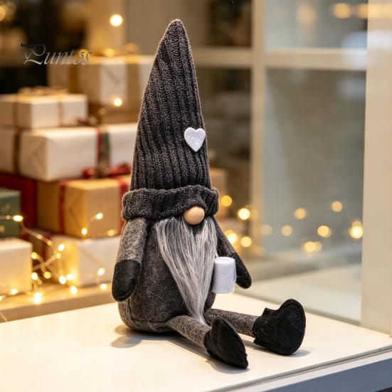 Long Legged Gnome Figurines Christmas Plush Decoration with Legs, Faceless Handmade Fabric Neutral Gifts for Friends Doll Figurines, Sitting Elf Home