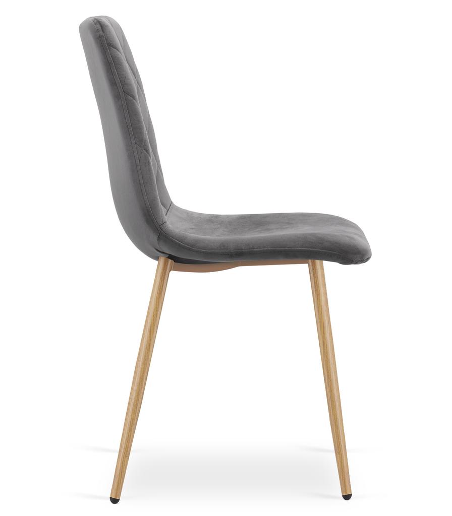 Turin Chair - Dark Grey Velvet / Wood-Coloured Legs X 2