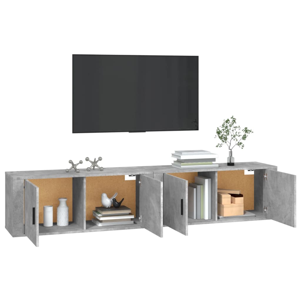 Wall Mounted TV Cabinets 2 pcs Concrete Grey 100 x 34.5 x 40 cm