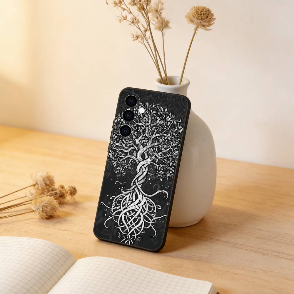 Tree of life Yggdrasil Phone Case For Samsung Galaxy A73,A72,A71,A70,A53,A52,A51,Soft Silicone Black Cover