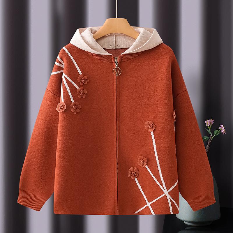 2025 New Style Autumn Knit Zip-Up Cardigan for Middle-Aged & Elderly Women